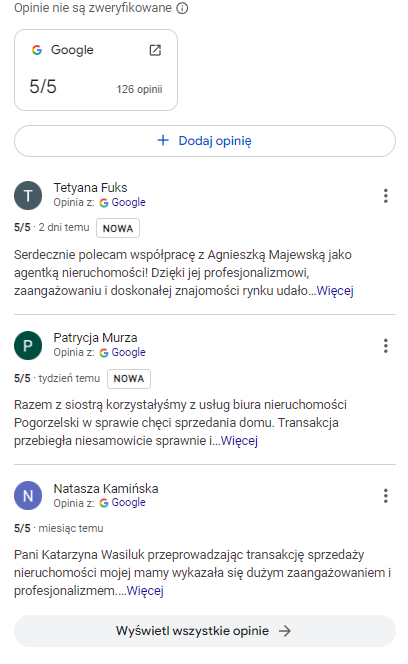 wizytówka Google My Business